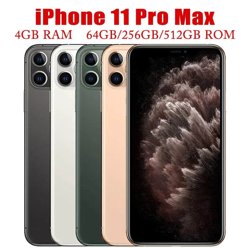 iPhone 11 Pro Max iphone 11pro max Mobile 6.5" RAM 4GB ROM 64/256GB Face ID A13 IOS Cell Phone Original Unlocked Smartphone OLED